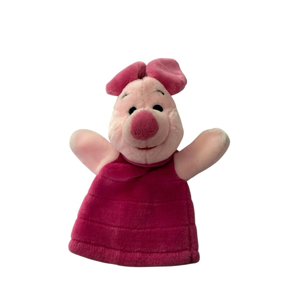 Disney Winnie the Pooh‎ Piglet Hand Puppet Mattel Arcotoys Pink Plush Vintage